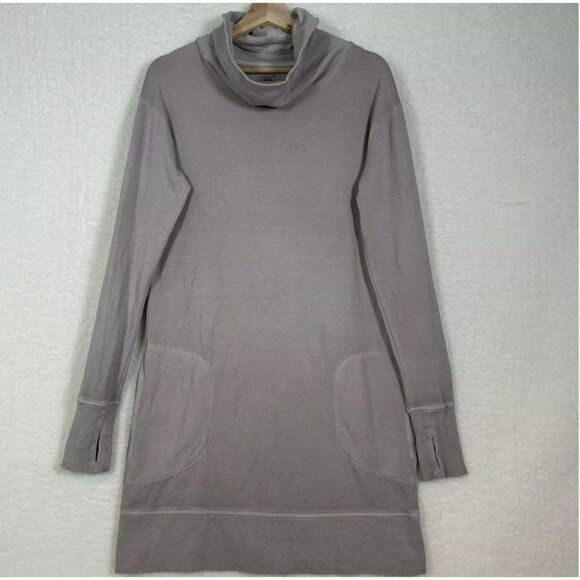 ATHLETA Women's Eco Wash Turtleneck Sweater sweatshirt Dress Silver Bell Size L - Picture 4 of 6
